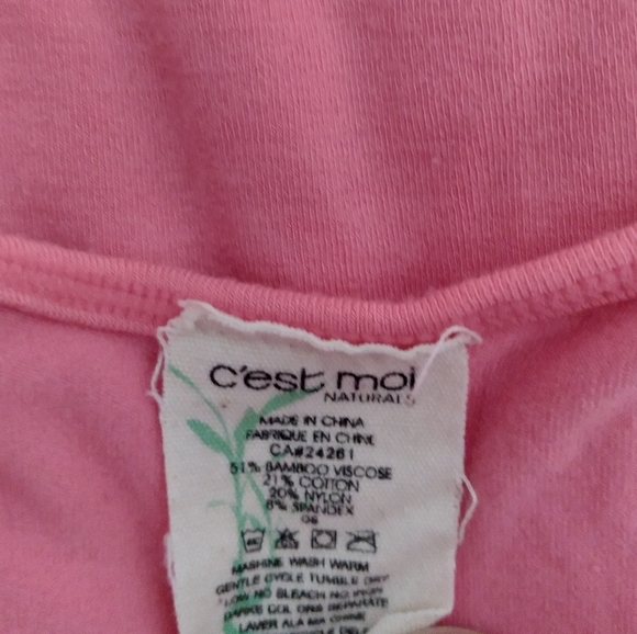 Bamboo Double Scoop Neck Cap Sleeve Top - CASHMERE ROSE - Picture 5 of 5